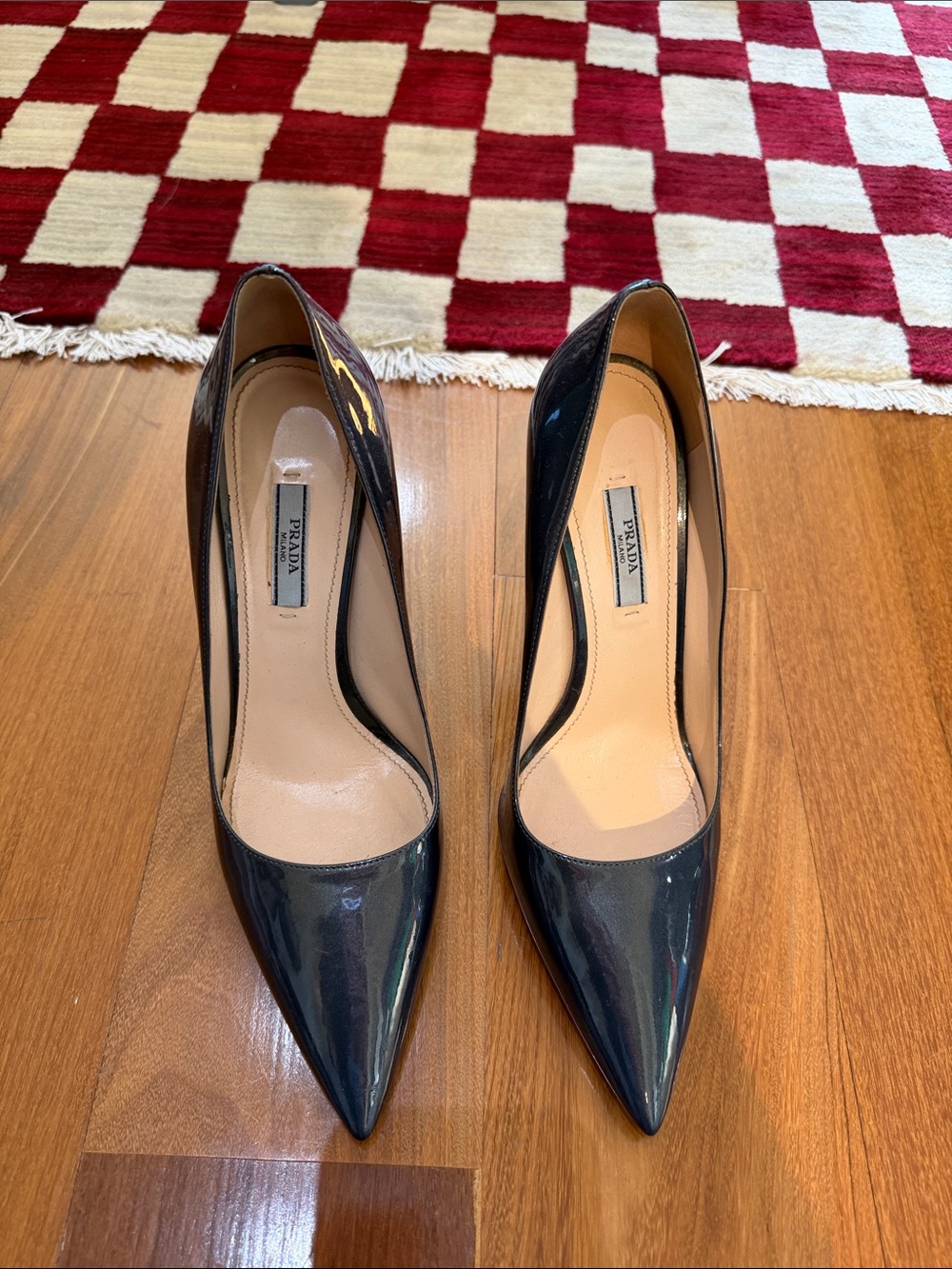 Prada Black Patent Leather Pointed-Toe Pumps
